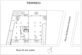 planta baixa do térreo de um imóvel na Rua Guilherme Kreutz em Lajeado.