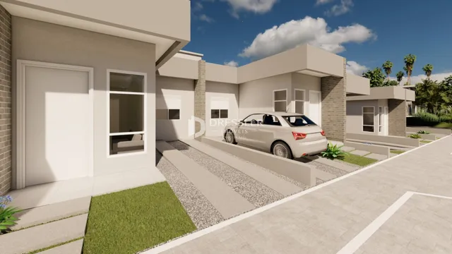Fachada de uma casa moderna em Lajeado, Brasil.