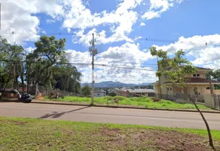 Vista externa de uma propriedade com vegetação e uma estrada.