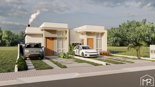 Fachada moderna de uma residência em Lajeado, Brasil.