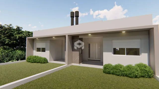 Fachada de uma casa moderna em Lajeado, Brasil.