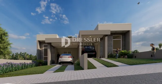 Fachada moderna de uma residência em Lajeado, Brasil.