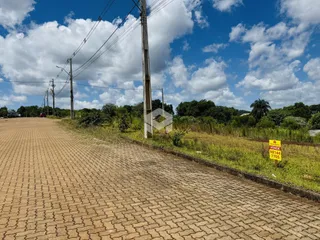 Vista da propriedade em Lajeado, Brasil, mostrando a rua e a vegetação ao fundo.