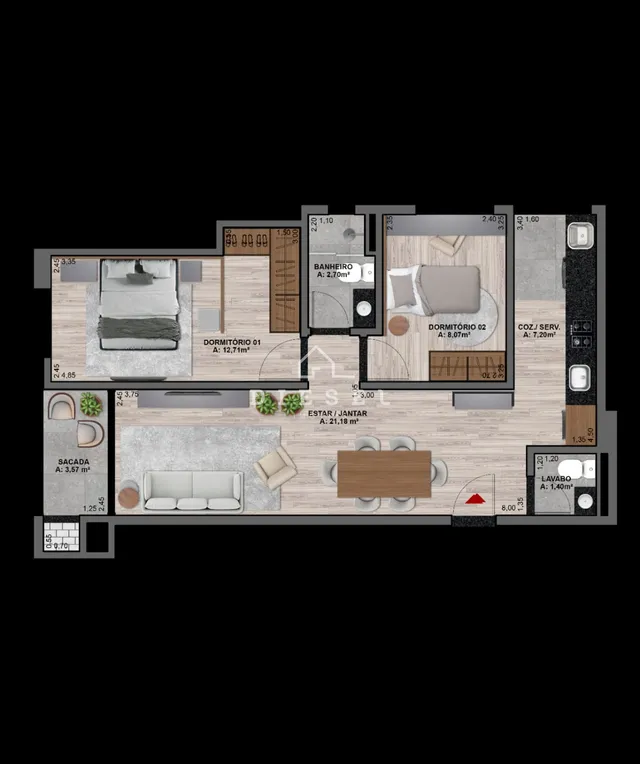 Apartamento com 2 dormitórios, foto 3