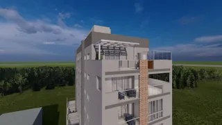 Vista externa de um prédio residencial moderno em Lajeado, Brasil.