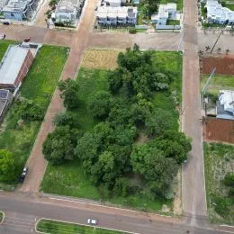 Foto de um terreno com grama e árvores em uma propriedade em Lajeado.