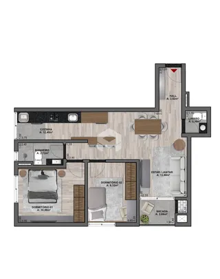 Apartamento com 2 dormitórios, foto 2