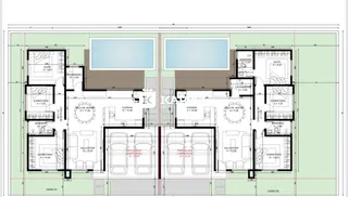 Planta baixa de um imóvel residencial com dois pavimentos.
