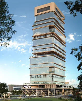 Fachada de um edifício residencial moderno em Lajeado, Brasil.