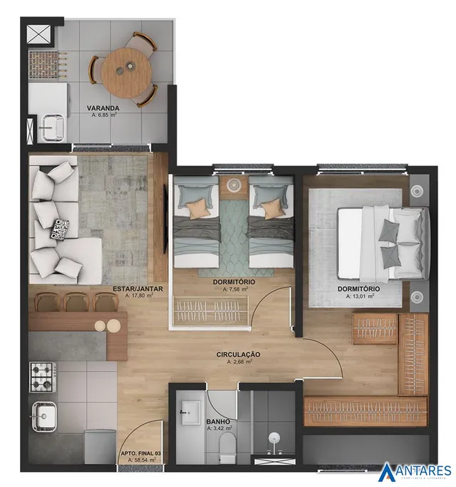 Apartamento com 3 dormitórios
