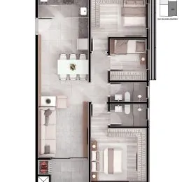 Planta baixa mostrando a disposição dos cômodos de uma residência.