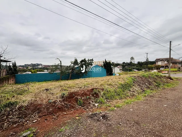 Vista externa de uma propriedade com cerca azul e vegetação no primeiro plano.