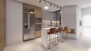 Esta é uma foto de uma cozinha moderna com ilha central e armários de madeira.