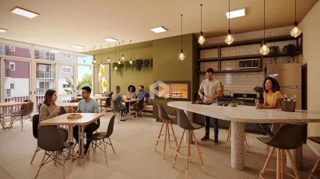 Sala de jantar e cozinha de um imóvel em Lajeado, Brasil.