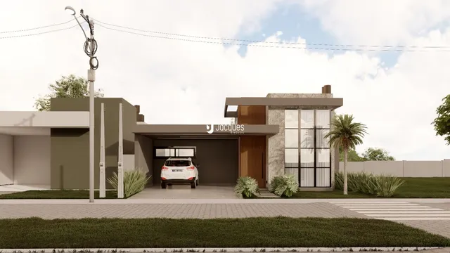 Fachada de uma residência moderna em Lajeado, Brasil.