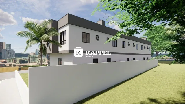 Fachada de uma casa moderna com jardim em Lajeado, Brasil.