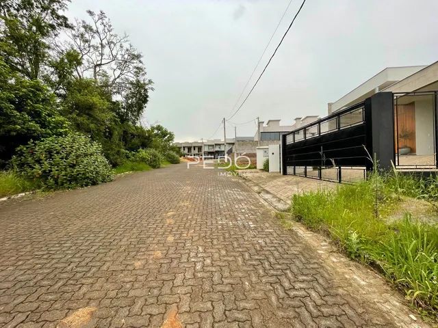 Vista da rua e da propriedade em Lajeado, Brasil, com vegetação lateral.