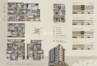 Desenhos de plantas baixas de apartamentos na Rua Washington Luís em Lajeado.