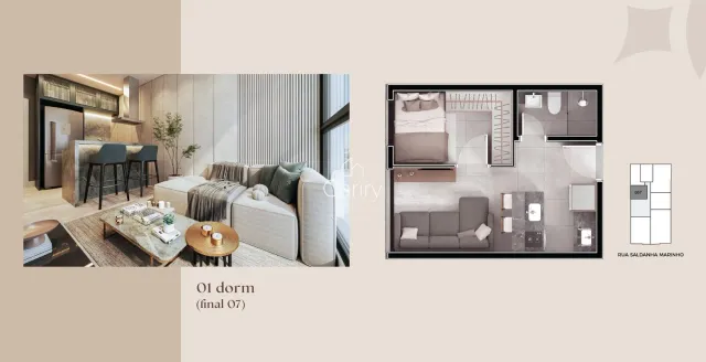 Apartamento com 1 dormitório, foto 2