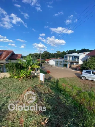 Vista externa de uma residência com gramado e vegetação no primeiro plano.