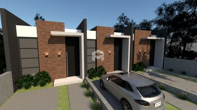 Fachada moderna de uma residência em Lajeado, Brasil.