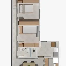 Planta baixa mostrando a disposição dos cômodos de uma residência.