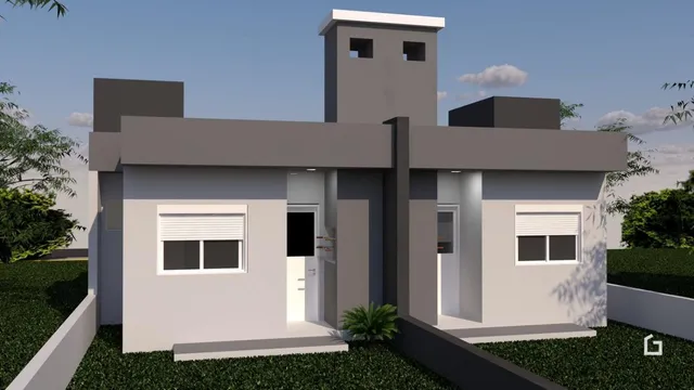 Fachada de uma casa moderna em Lajeado, Brasil.
