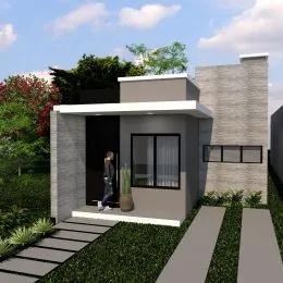 Fachada moderna de uma residência em Lajeado, Brasil, com paisagismo frontal.