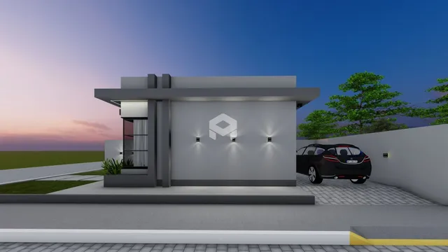 Fachada moderna de uma residência em Lajeado, Brasil.