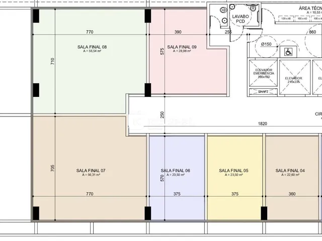 Planta baixa de um apartamento mostrando a disposição dos cômodos.