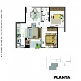 Planta baixa de um imóvel residencial mostrando a distribuição dos cômodos.