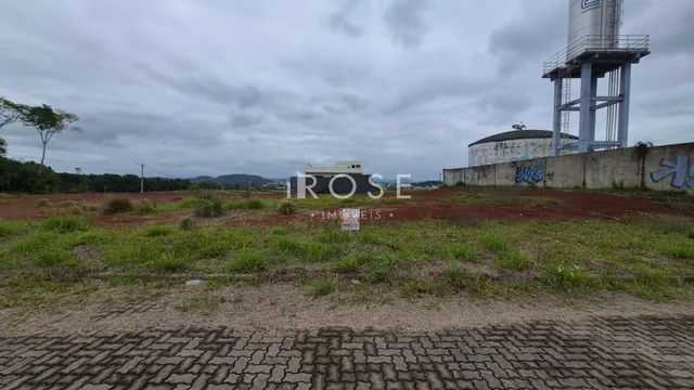 Vista externa de uma propriedade com terreno e muro de concreto.