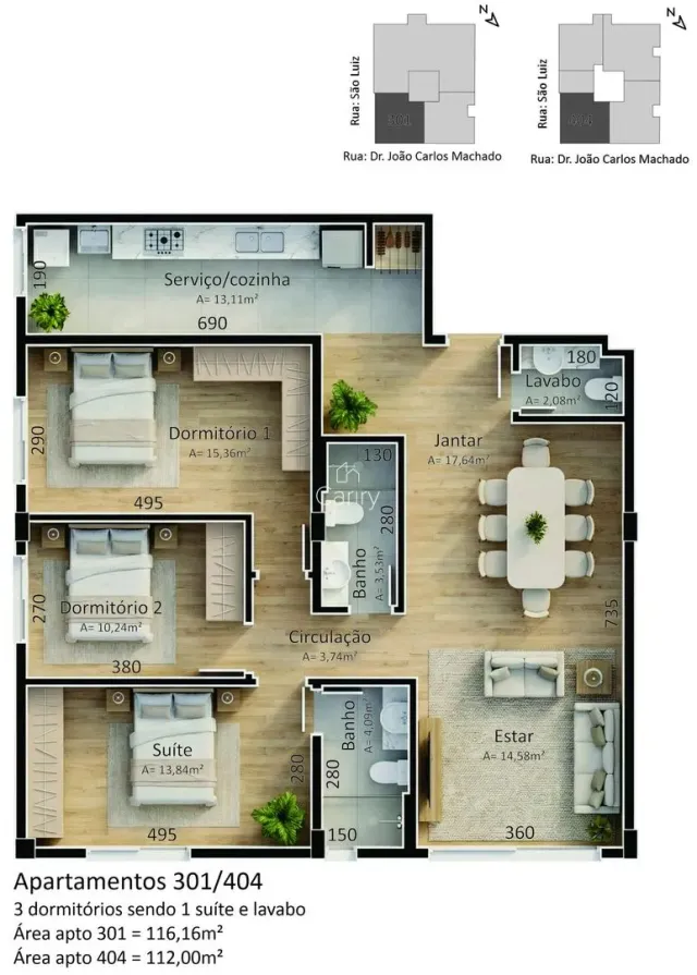 Apartamento com 3 dormitórios, foto 2