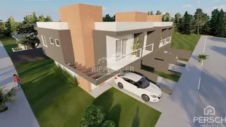 Fachada de uma casa moderna com jardim em Lajeado, Brasil.