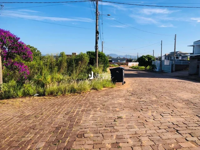 Vista da fachada com pavimento de tijolos e vegetação ao lado da propriedade.