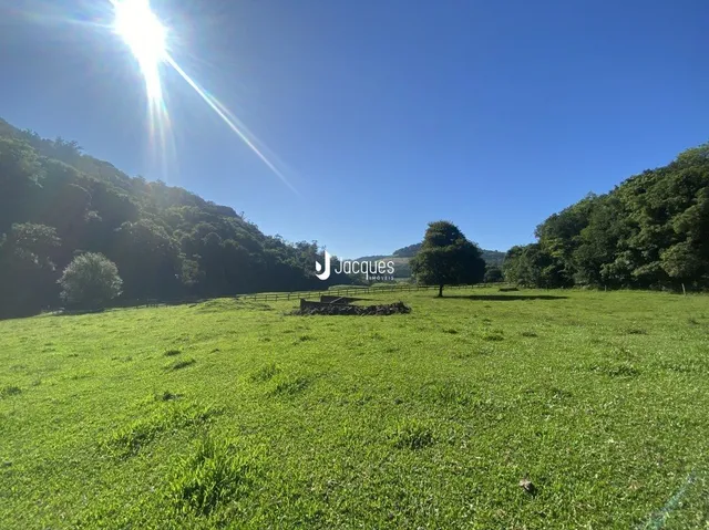 Campo verde com vegetação ao redor.