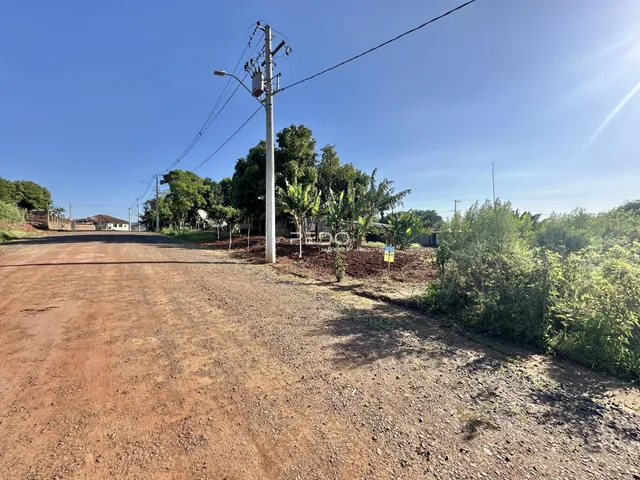 Vista da propriedade em Lajeado, Brasil, mostrando uma estrada de terra e vegetação ao redor.