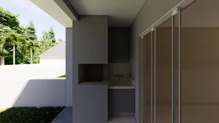 Foto de um banheiro moderno com box de vidro e nicho em um ambiente interno.
