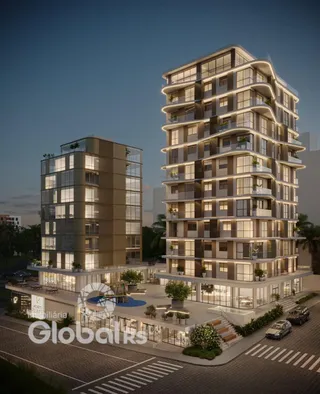 Fachada moderna de um edifício residencial em Lajeado, Brasil.