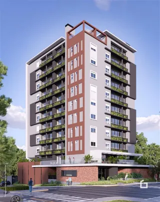 Fachada de um edifício residencial moderno em Lajeado, Brasil.