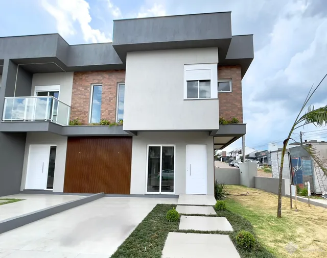 Foto da fachada de uma residência moderna em Lajeado, Brasil.
