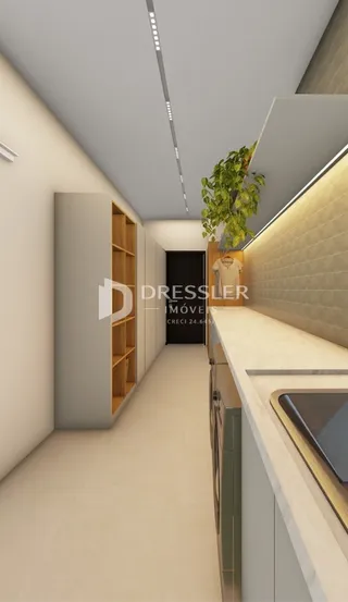 Corredor interno de uma residência em Lajeado, Brasil.