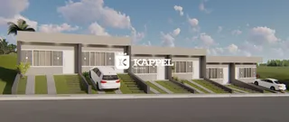 Fachada moderna de uma residência em Lajeado, Brasil, com jardim e garagem.