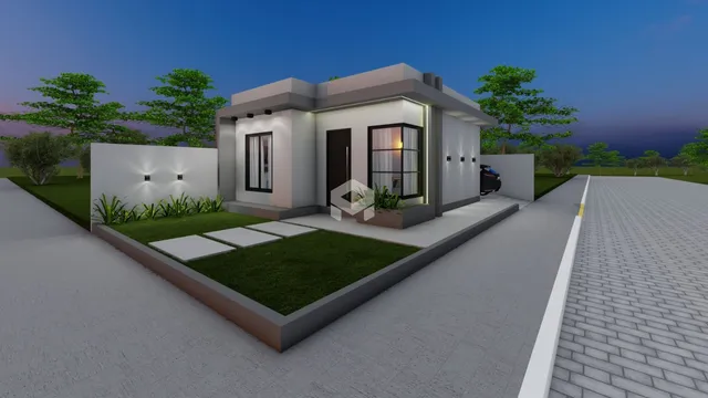 Fachada moderna de uma residência em Lajeado, Brasil.