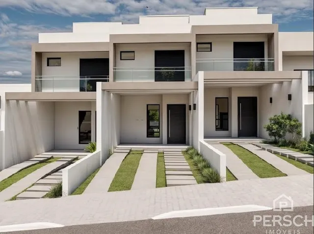 Fachada de uma casa moderna com detalhes em Lajeado, Brasil.