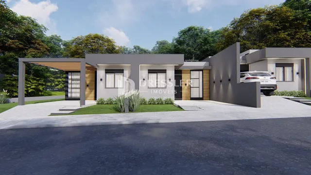 Fachada moderna de uma casa em Lajeado, Brasil.