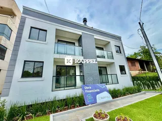 Fachada moderna de um prédio residencial em Lajeado, Brasil.
