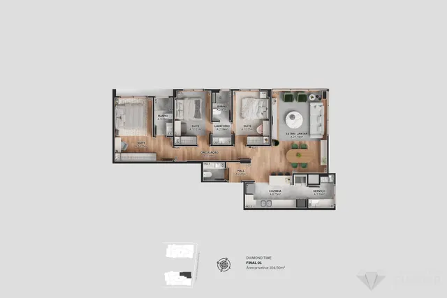 Apartamento com 3 dormitórios, foto 4