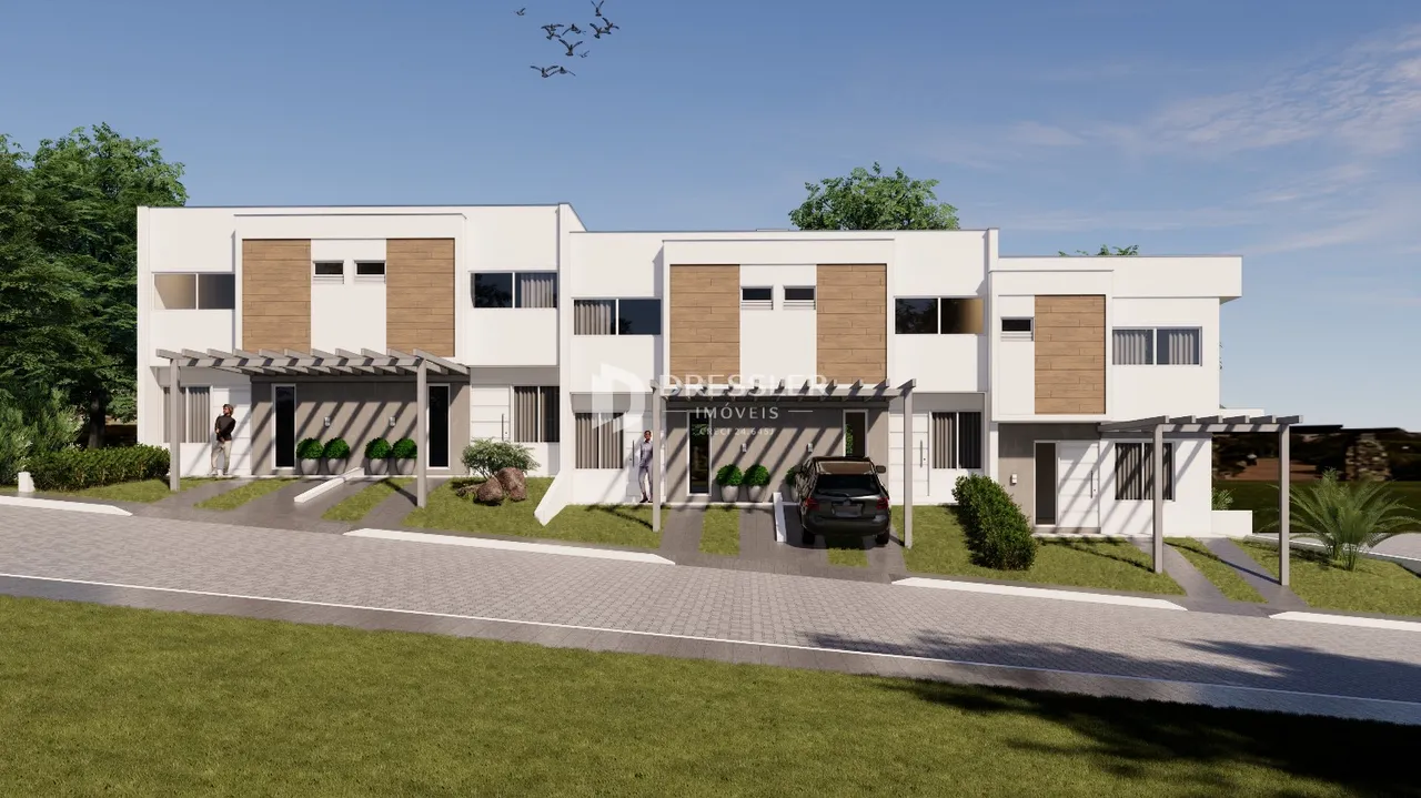 Fachada de uma casa moderna em Lajeado, Brasil.