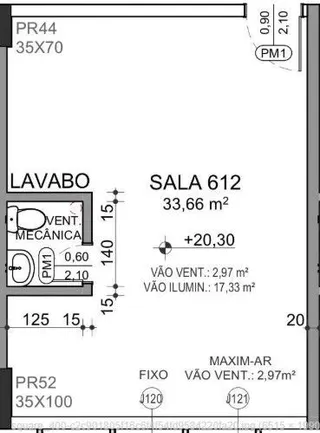 Planta baixa de um imóvel com dimensões indicadas.